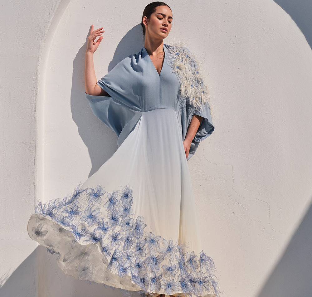 Ice Blue Father Cowl Kaftan