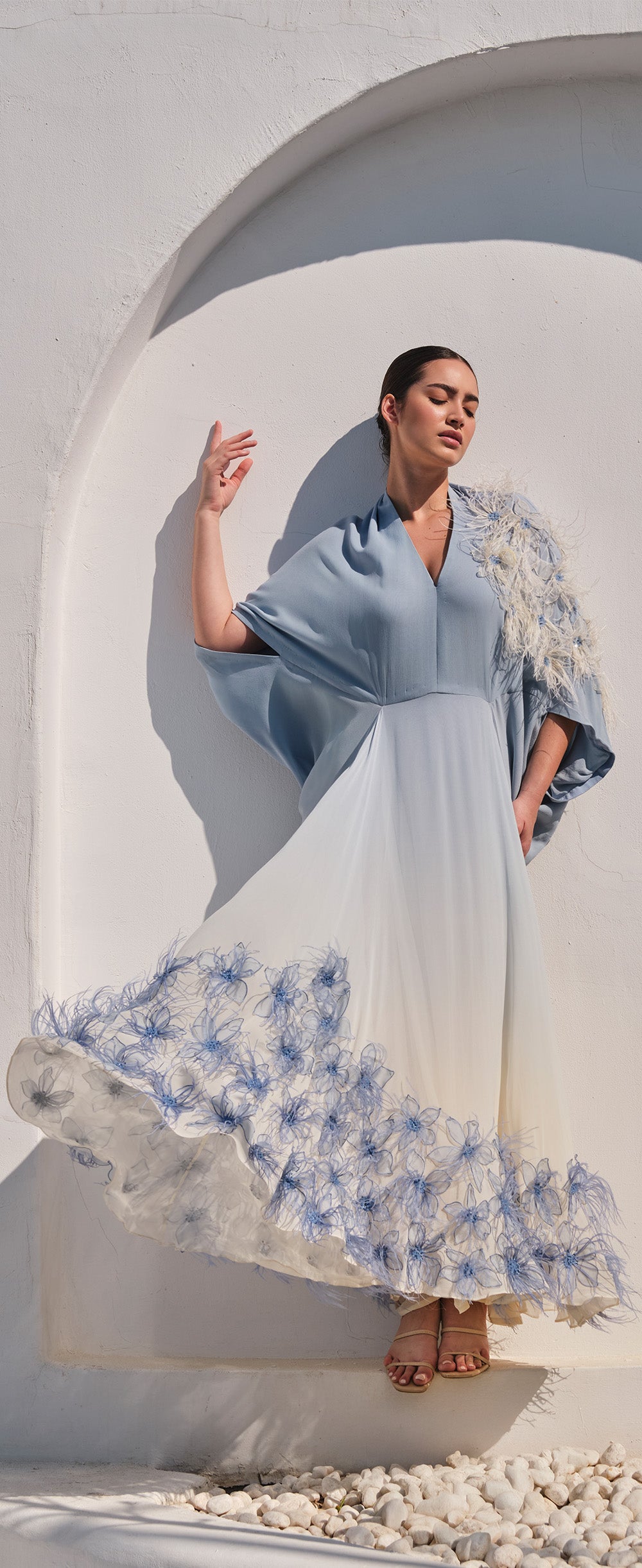 Ice Blue Father Cowl Kaftan