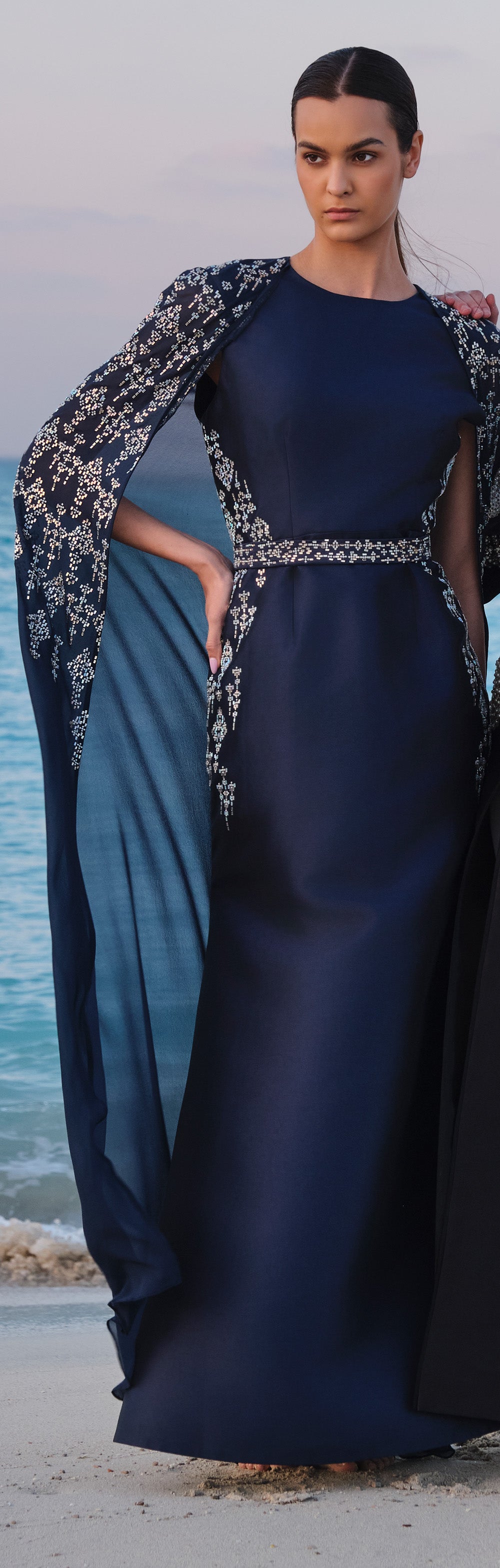 Blue Thick Satin Dress