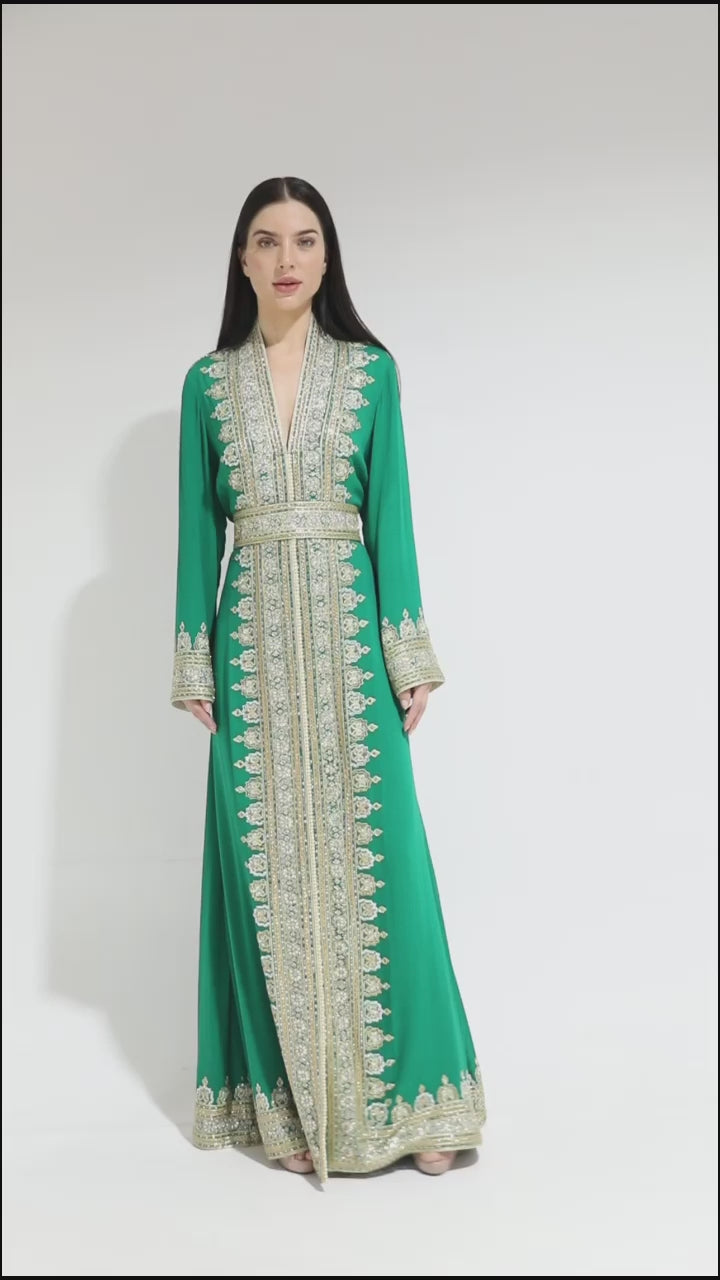 Emerald Green Moroccan Style Kaftan – Pallavi Puri