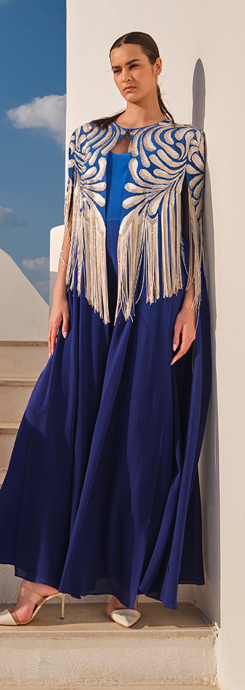 Blue Shaded Cape With Jumpsuit
